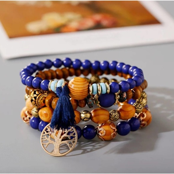 Tree Charm Wooden Beaded Bracelet and Bangle - Picture 2 of 5